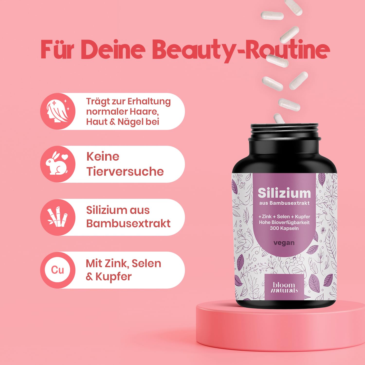 Silizium Komplex 500mg - 300 Kapseln für Haarvitamine