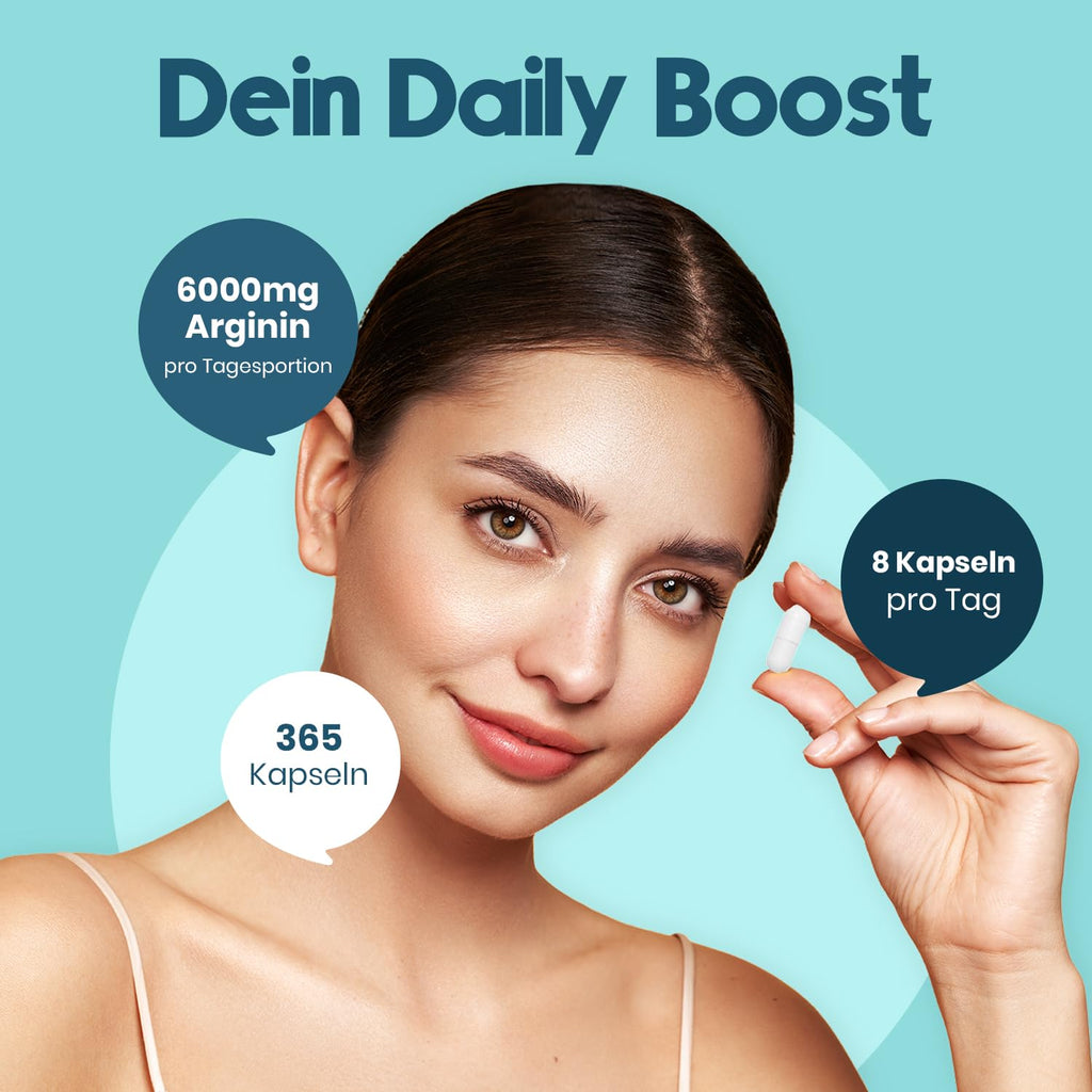 Hochdosierte L-Arginin Kapseln 6000 mg - 365 Stück