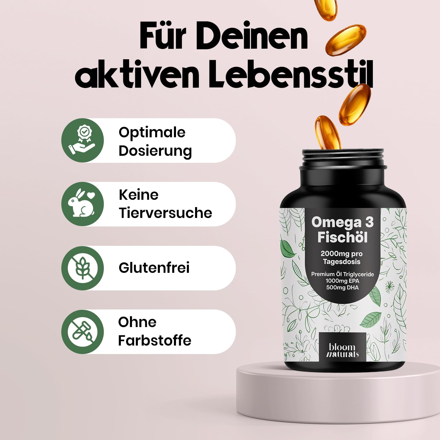 Omega 3 2000mg Kapseln - 300 Stück - Premium Fischöl