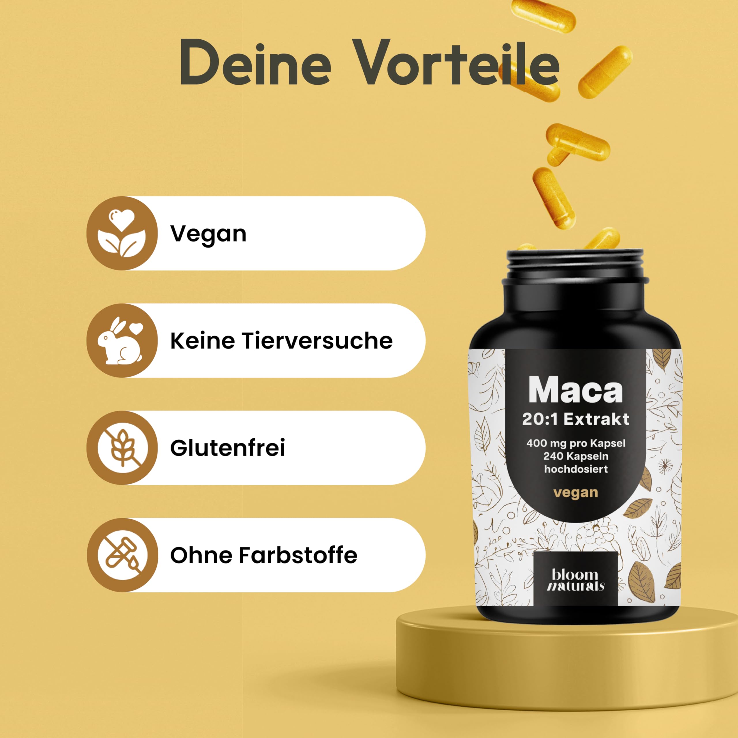 Hochdosierte Maca Kapseln 8000mg - 240 Vegan Kapseln