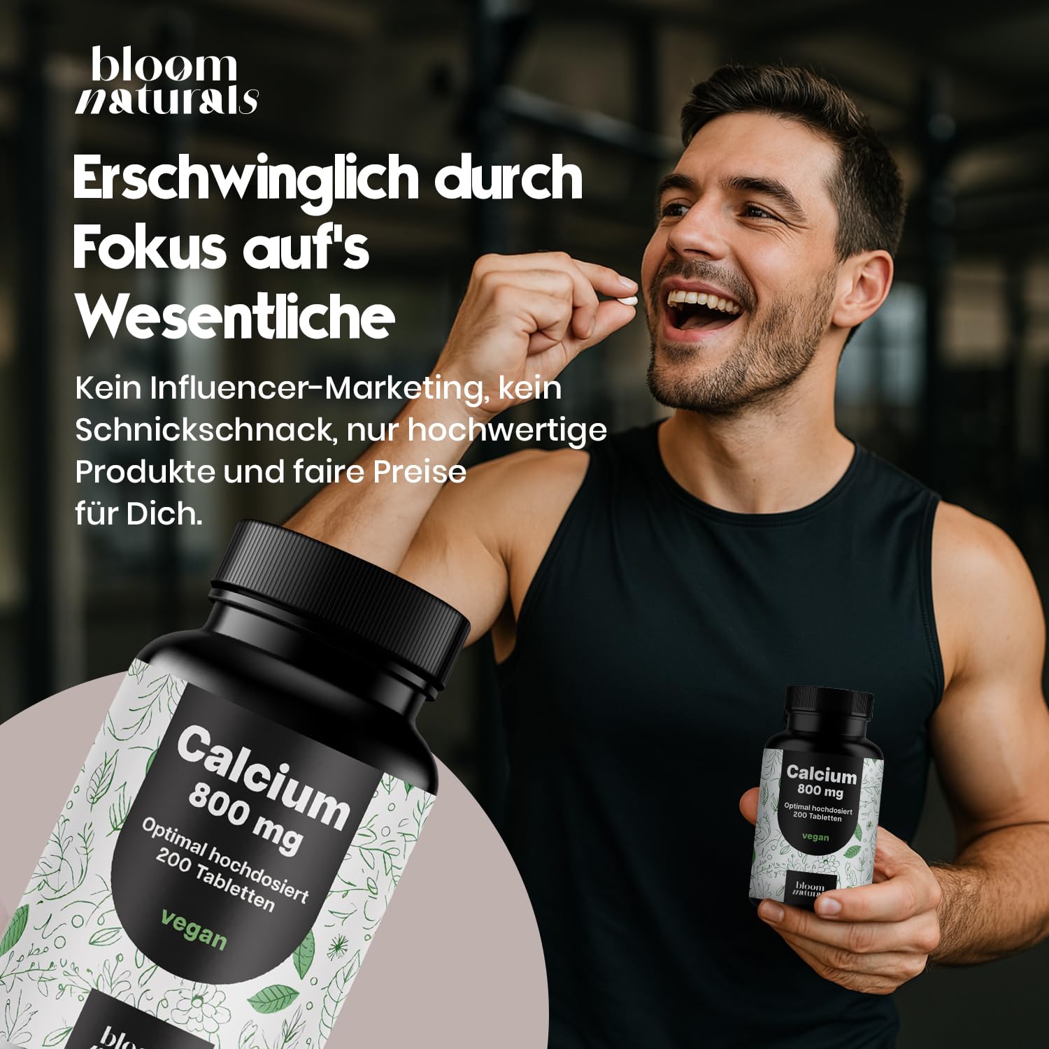 200 Hochdosierte Calcium Tabletten - Vegan, Laborgeprüft
