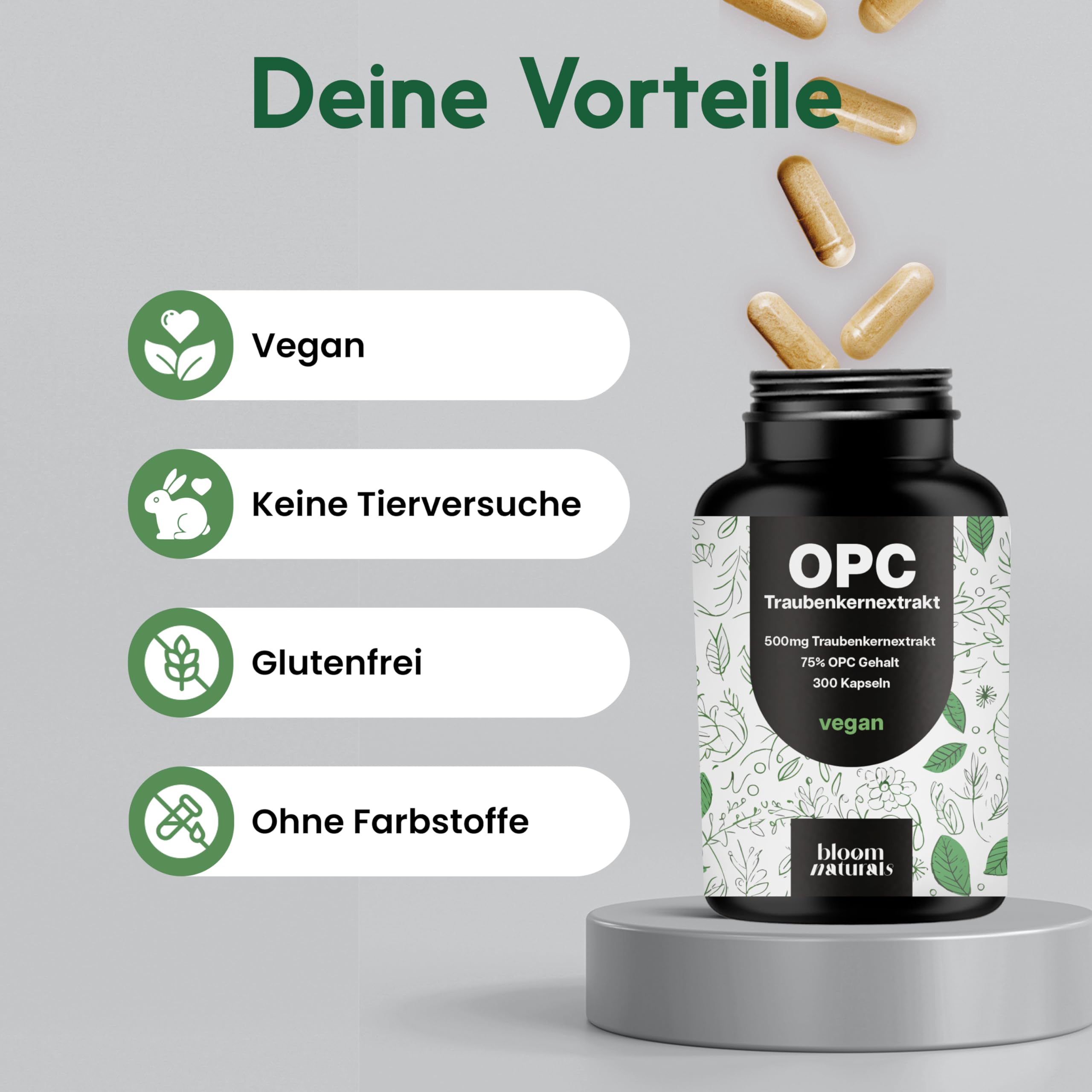 OPC Traubenkernextrakt 300 Kapseln Vegan 700mg hochdosiert