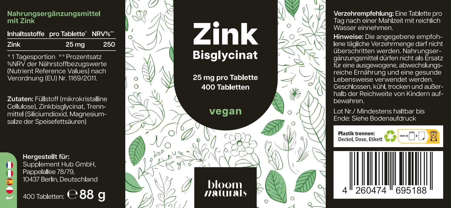 Calcium Citrat Hochdosiert - 240 Tabletten - 1000mg Calcium pro Tagesportion - vegan
