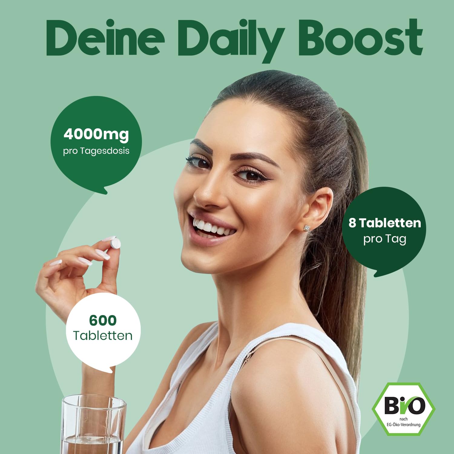 Hochdosierte Bio Spirulina Tabletten - 600 Stück, Vegan