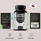 Hochdosierte Koffeintabletten – 400 Stück, 200 mg vegan