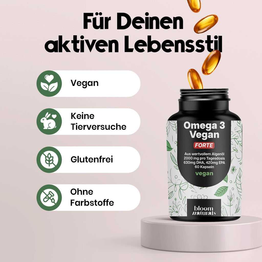 High-Dose Vegan Omega 3 Capsules - 2000mg Algae Oil