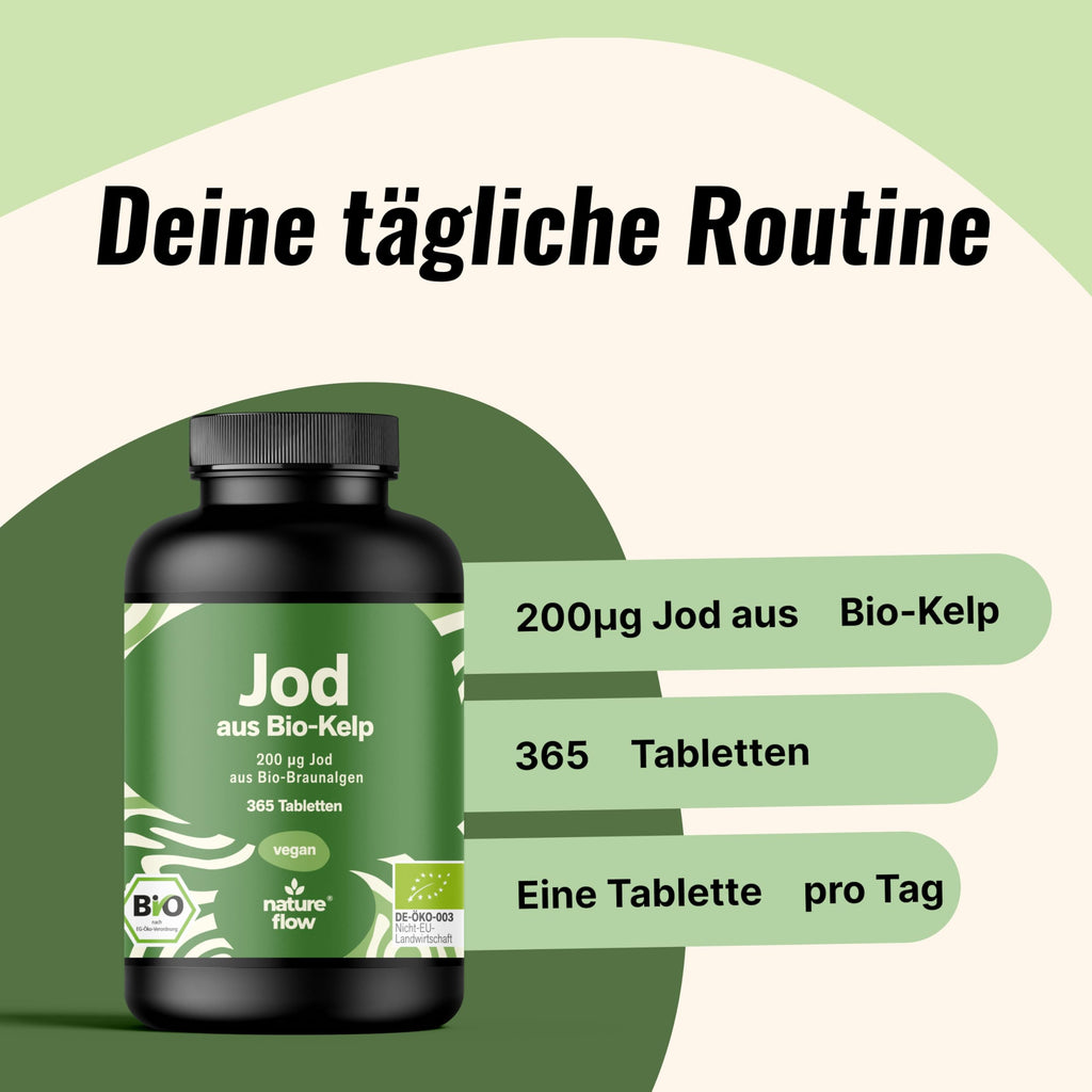 Jod Tabletten aus Bio-Kelp hochdosiert - 365 Tabletten - 200 µg Jodtabletten, ve Bild 3