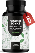 Hochdosiertes Vitamin D3 K2 - 180 Tabletten - 10000 IE