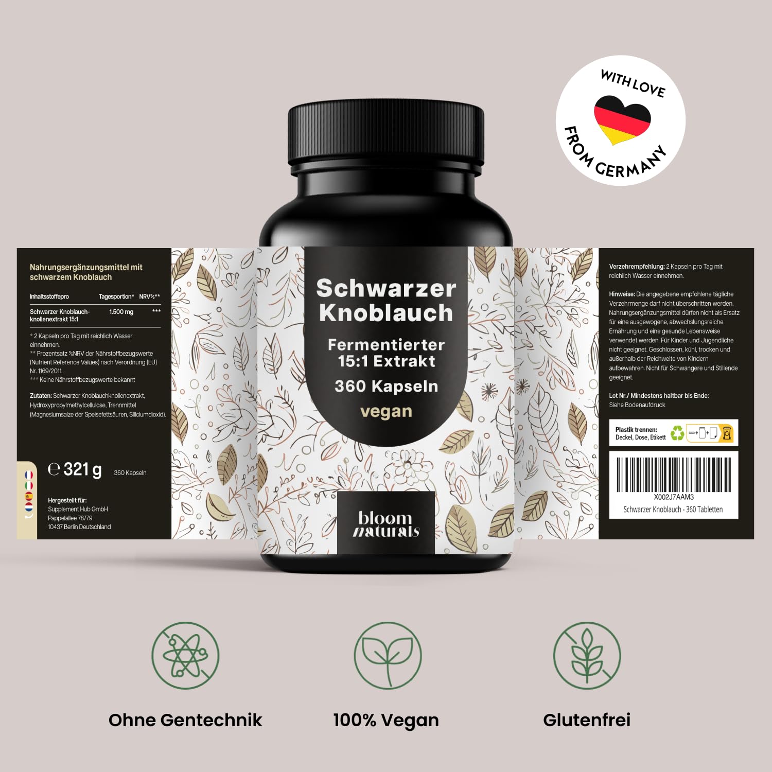 Schwarzer Knoblauch Kapseln - 360 Kapseln - Fermentierter 15:1 Extrakt - Vegan - Bild 6