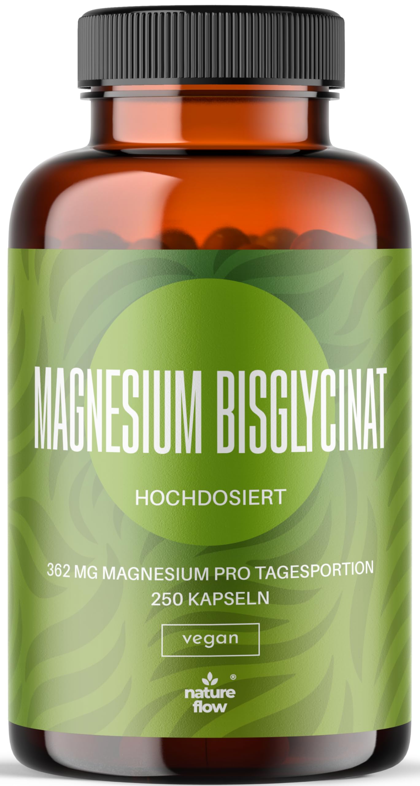 Magnesium Bisglycinat Hochdosiert - 250 Kapseln - 362 mg Magnesium Glycinat pro Tag - Vegan & Produz