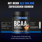 BCAA Pulver Ice Tea Peach hochdosiert - 2:1:1 mit 13.000mg pro Portion - Essentielle Aminosäuren Leucin, Isoleucin, Valin - Leckerer Geschmack - Vegan & in Deutschland produziert
