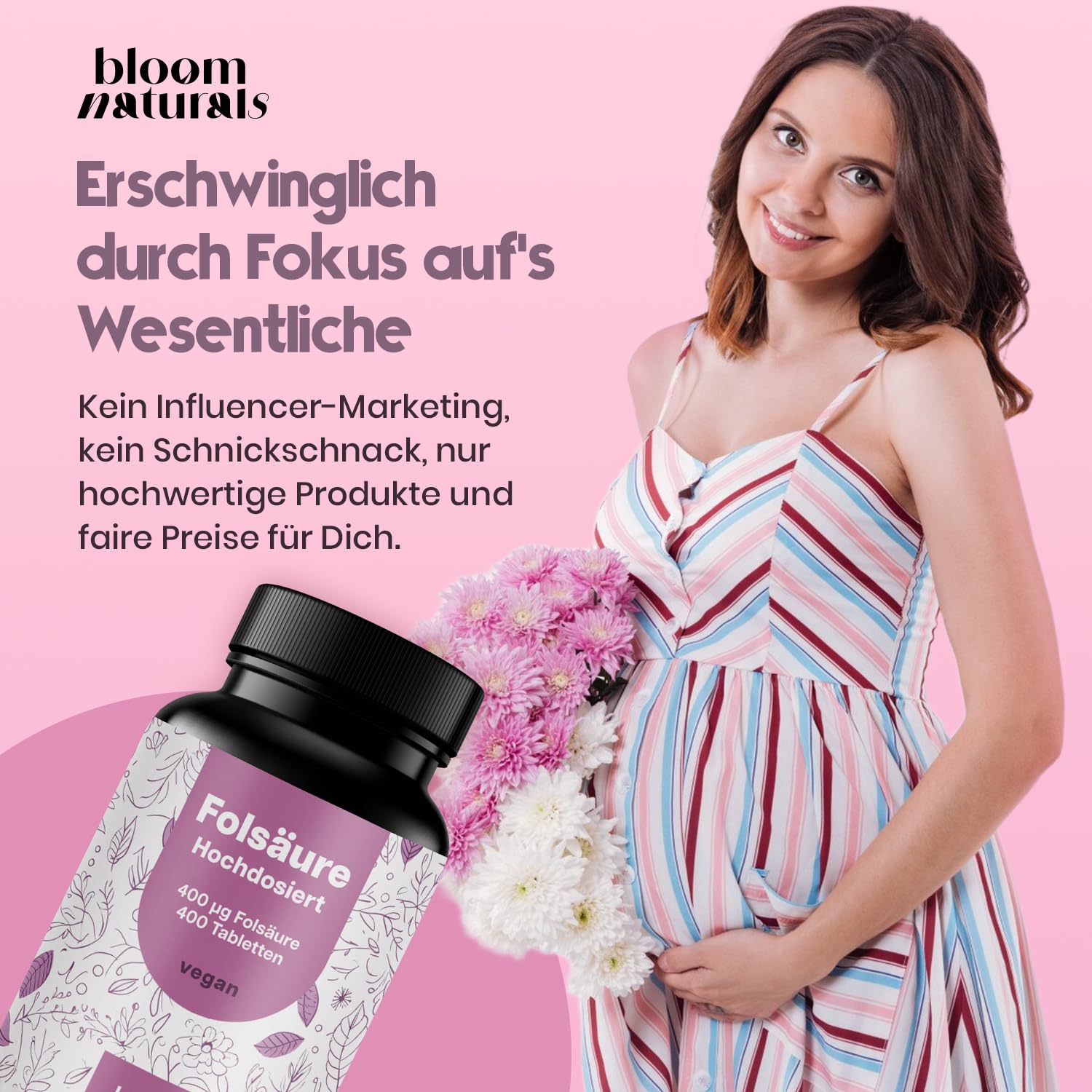 Bioaktive Folsäure 400µg - 400 Tabletten, vegan & hochdosiert