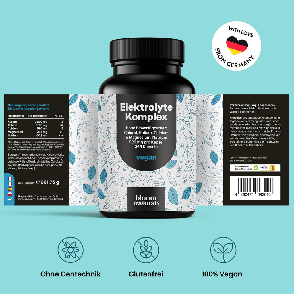 Elektrolyte Komplex 365 Kapseln - Vegan, 920mg pro Kapsel