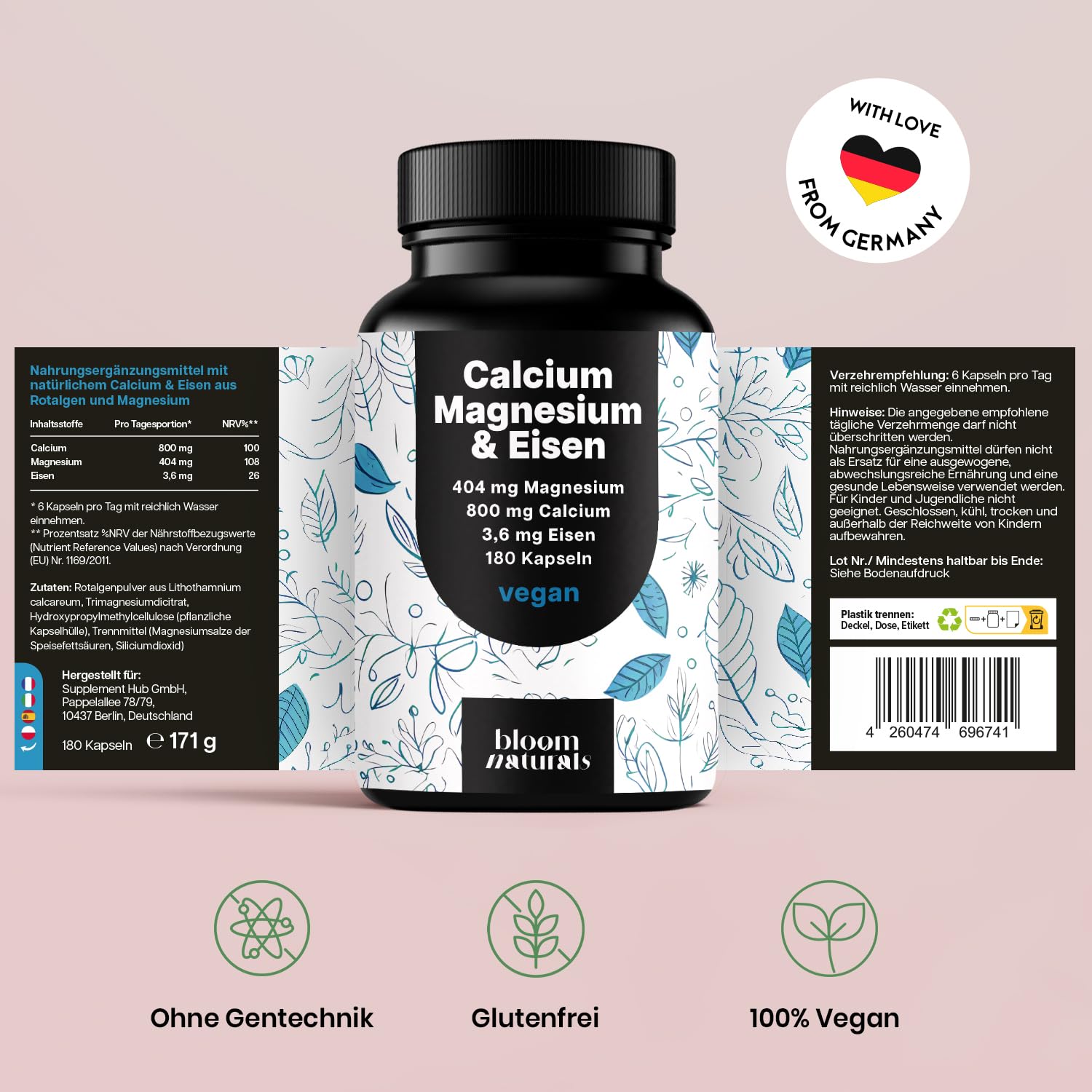 Vegan Calcium & Magnesium 800mg/400mg - 180 Capsules
