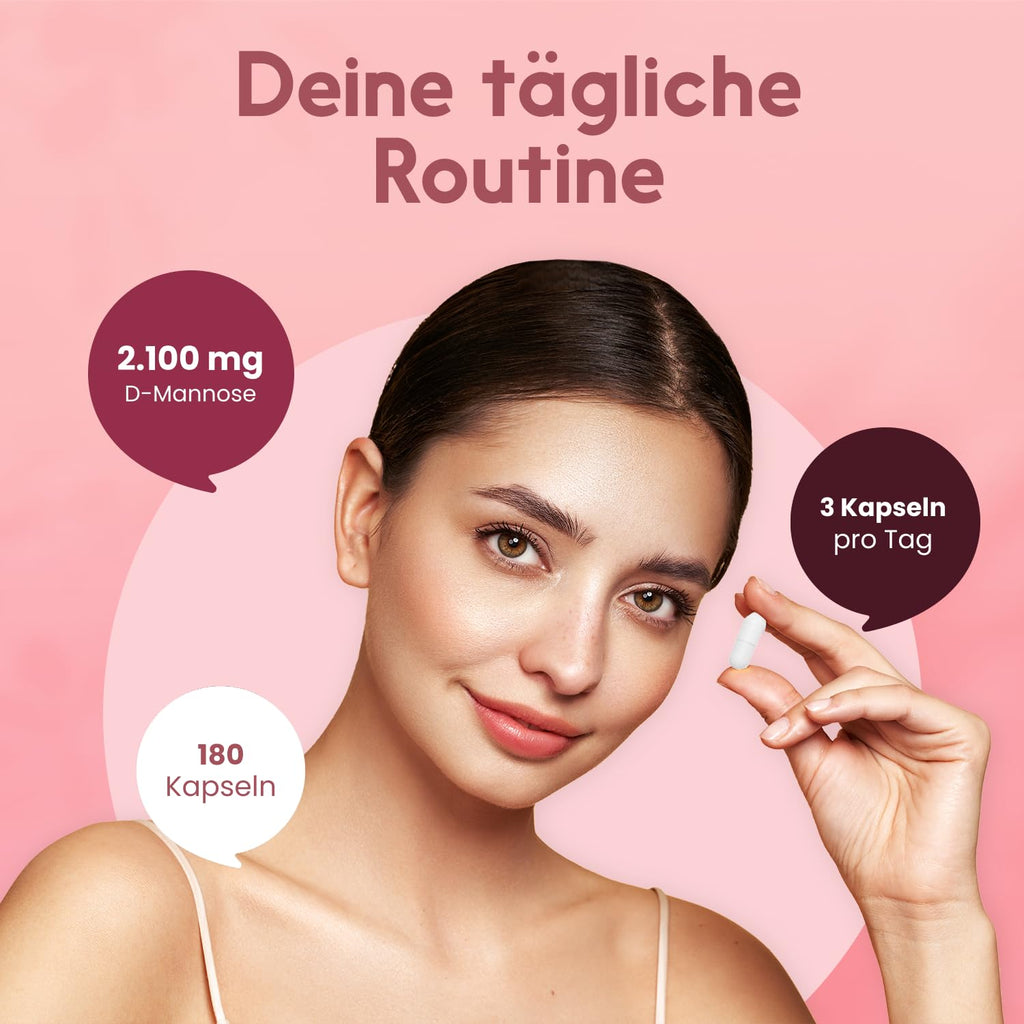 D-Mannose Kapseln mit Cranberry + Vitamin C - 180 Kapseln - 2100 mg D-Mannose pr Bild 3