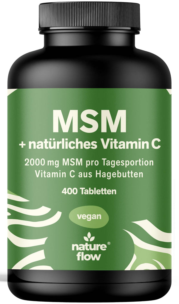 MSM Tabletten Hochdosiert - 400 Stück - 2000 mg MSM + Natürliches Vitamin C - Alternative zu Kapseln