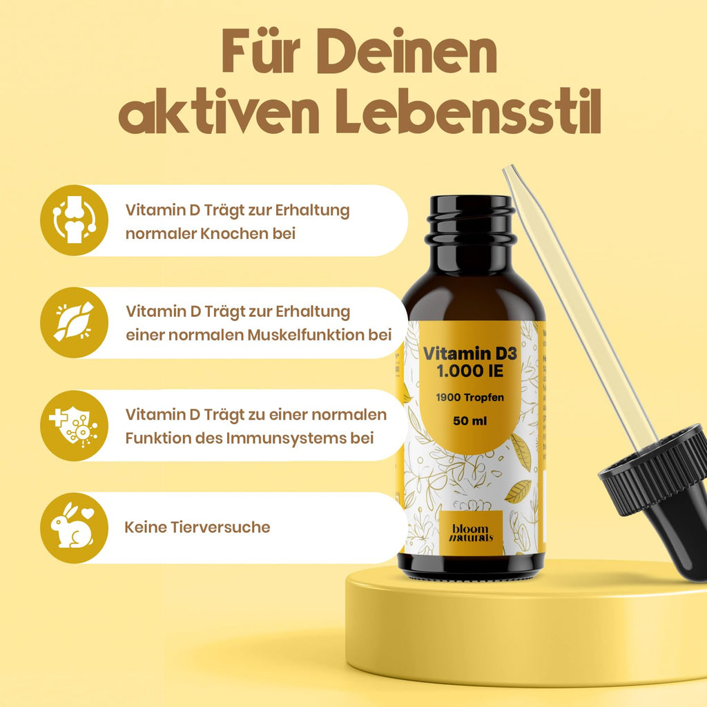 Hochdosiertes Vitamin D3 Tropfen 50ml - 1000 IE