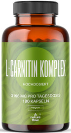 L-Carnitin Triple Komplex 3196mg MG pro Tagesdosis 180 Kapseln Hohe Bioverfügbarkeit Vegan