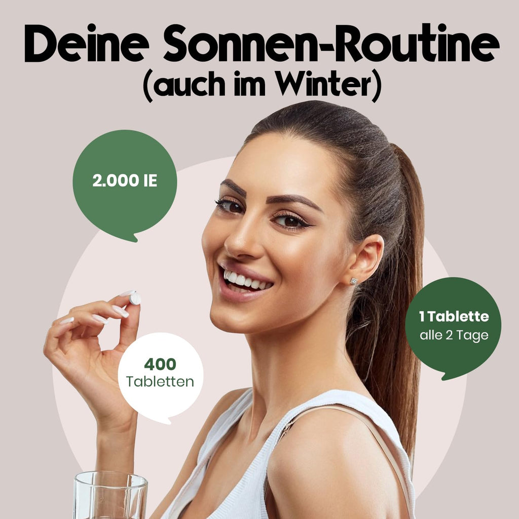 Vitamin D3 2000 IE - 400 Tabletten - Immunsystem & Knochen