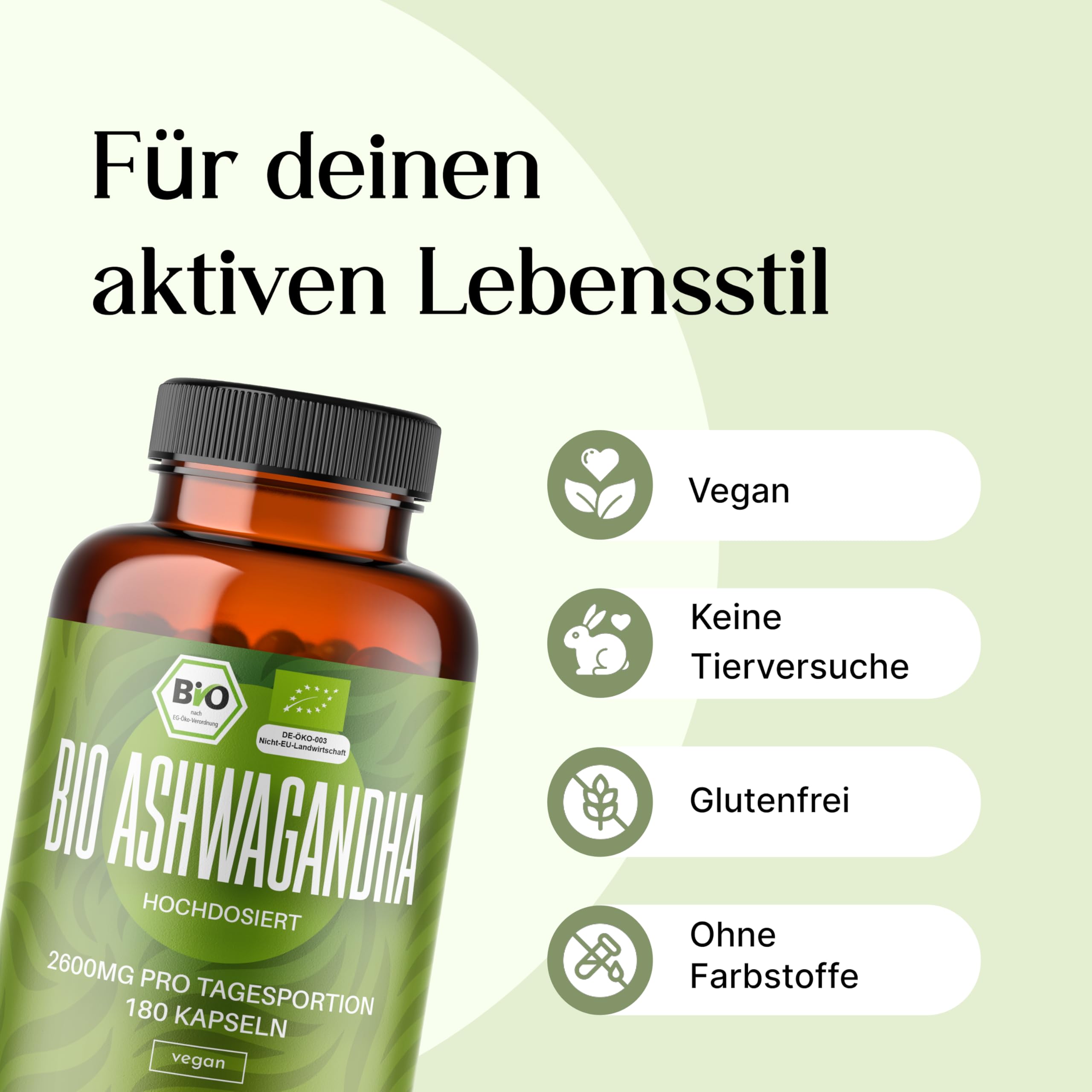 Bio Ashwagandha 180 Kapseln Optimal hochdosiert 2600mg pro Tagesportion Vegan Bild 6