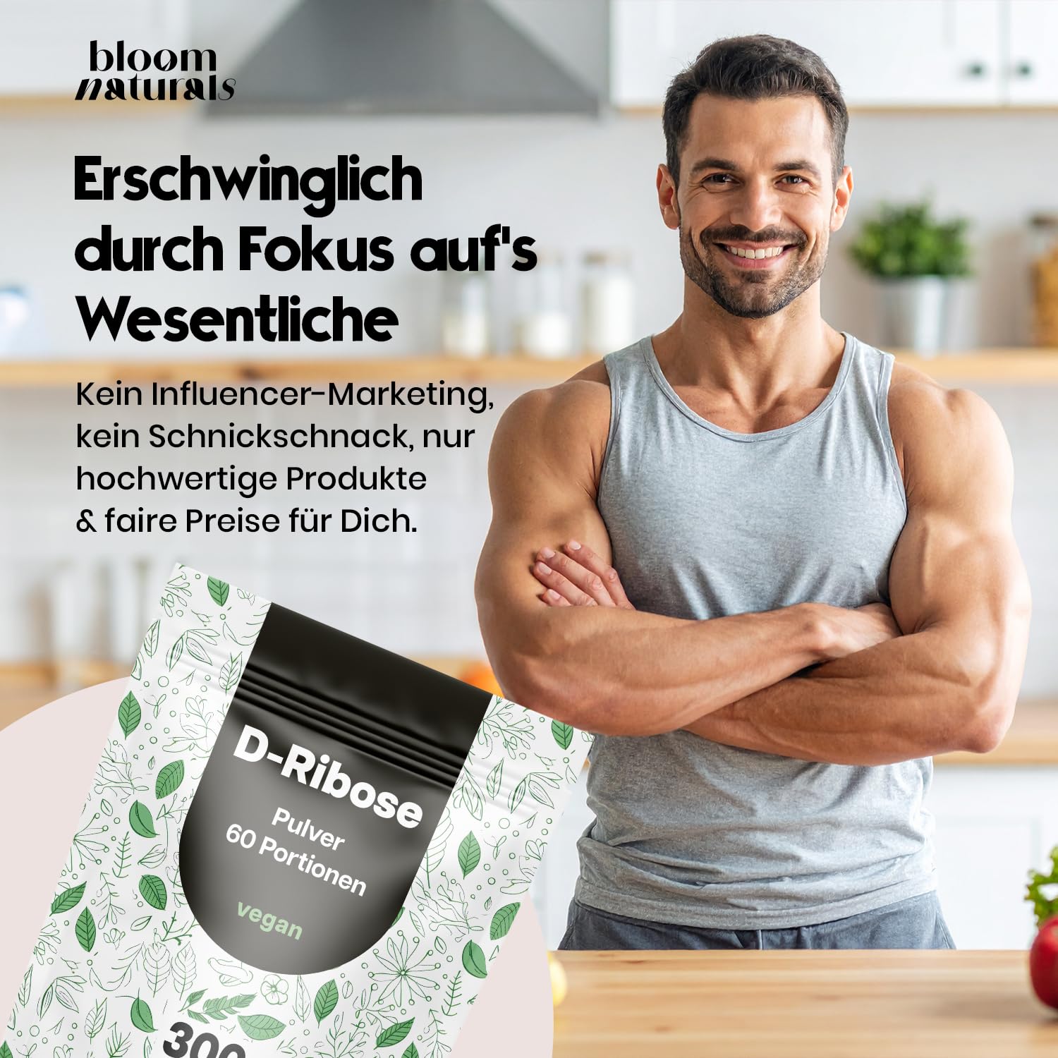 D-Ribose Pulver 300g – 60 Portionen, Vegan, Laborgeprüft