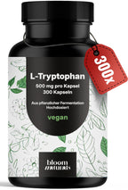 L-Tryptophan hochdosiert – 300 Kapseln – 500mg pro Kapsel aus pflanzlicher Fermentation – vegan & produziert in Deutschland - Verpackung kann variieren - Laborgeprüft