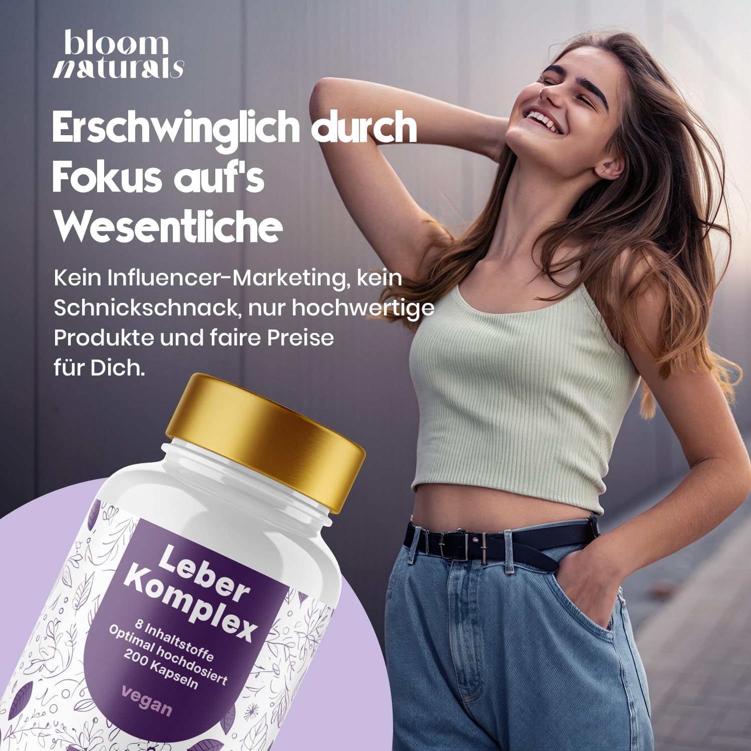 Hochdosierter Leber Komplex 200 Kapseln - 8-in-1 Vegan