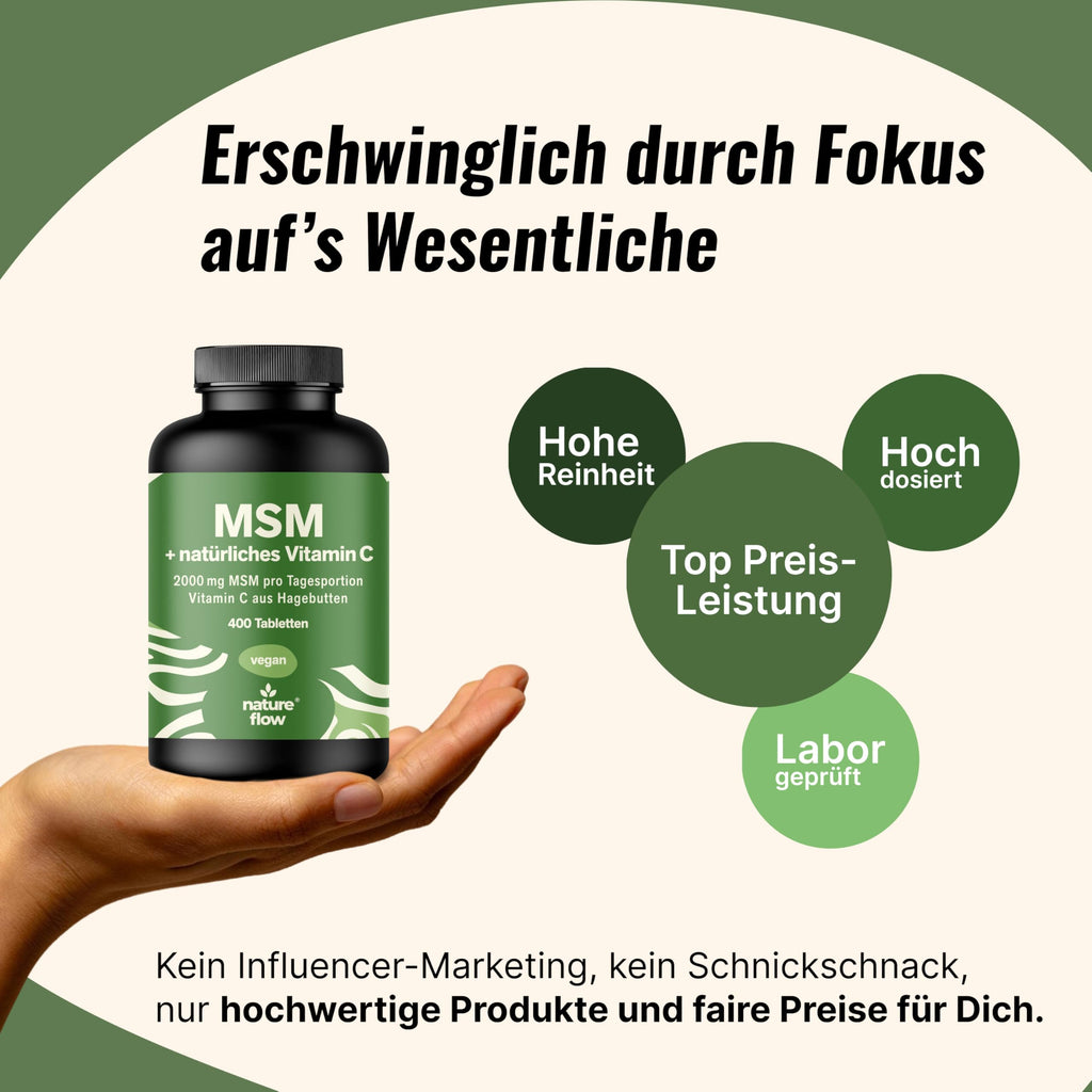 MSM Tabletten Hochdosiert - 400 Stück - 2000 mg MSM + Natürliches Vitamin C - Al Bild 4