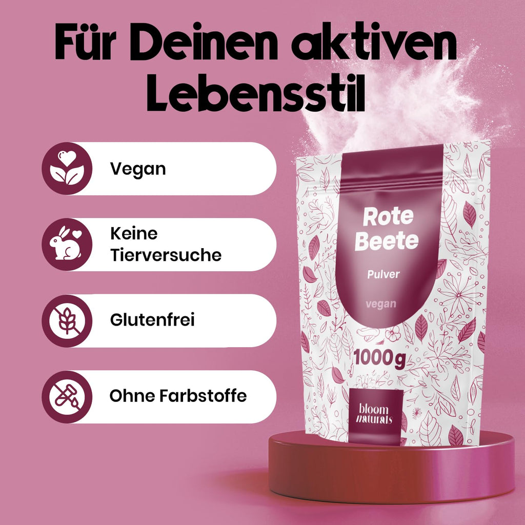 Rote Beete Pulver 1000g - Vegan & Laborgeprüft