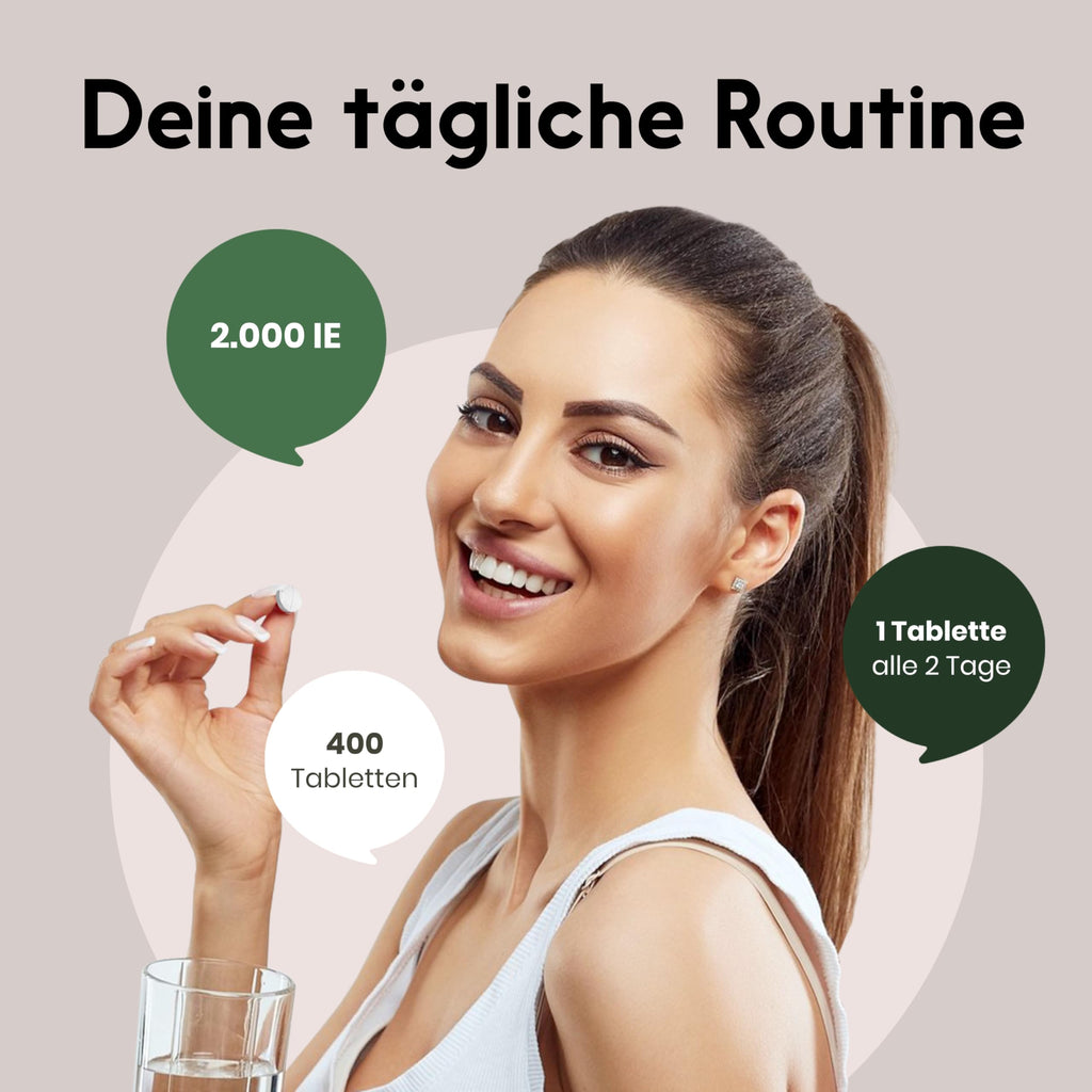 Vitamin D3 2000 IE - 400 Tabletten - Immunsystem & Knochen