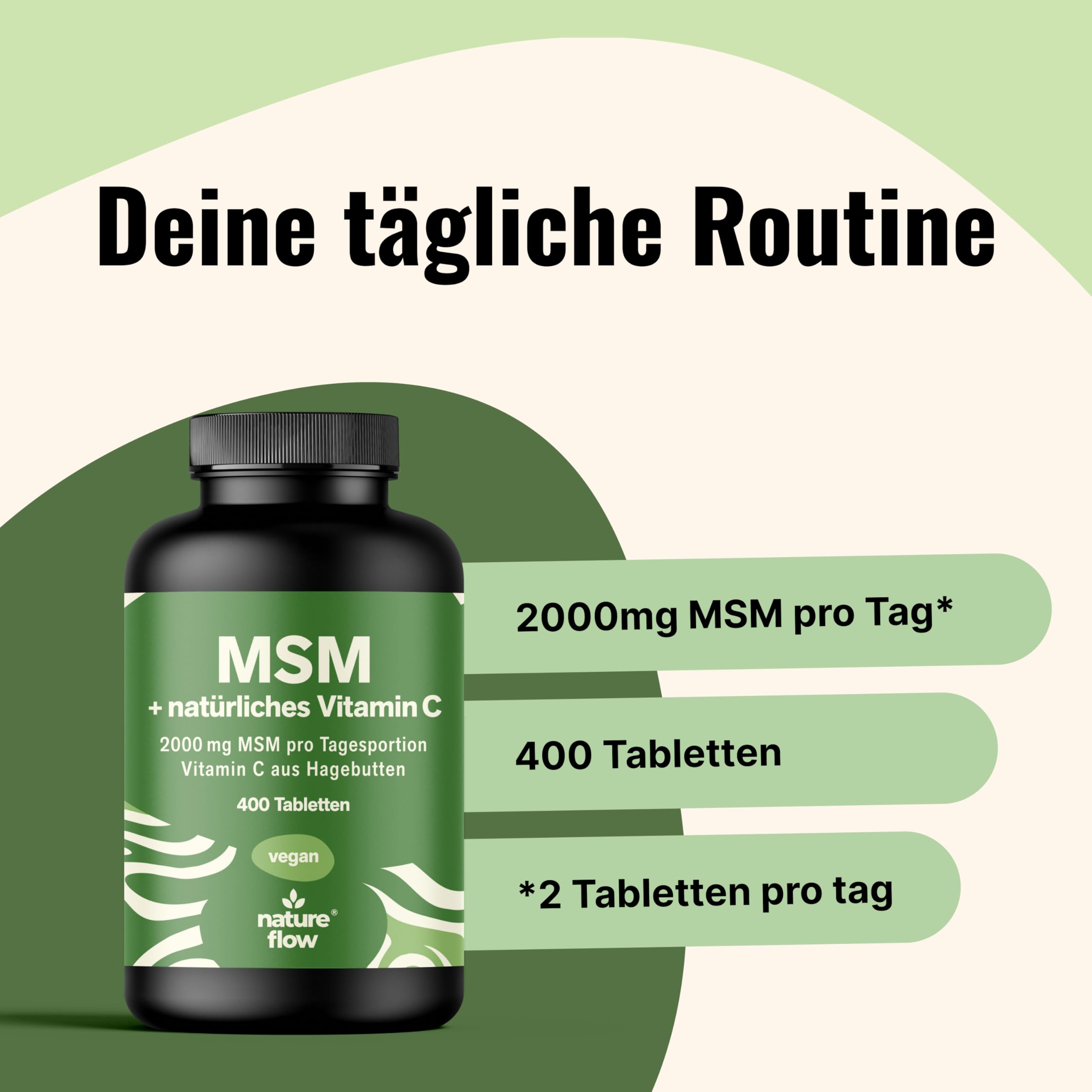 MSM Tabletten Hochdosiert - 400 Stück - 2000 mg MSM + Natürliches Vitamin C - Al Bild 3