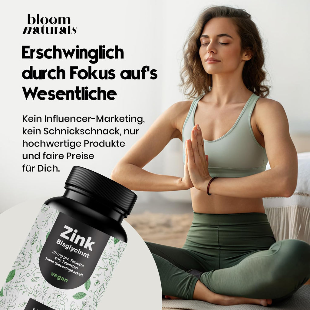 Hochdosierte Zink Tabletten 25mg - 400 Vegane Tabletten