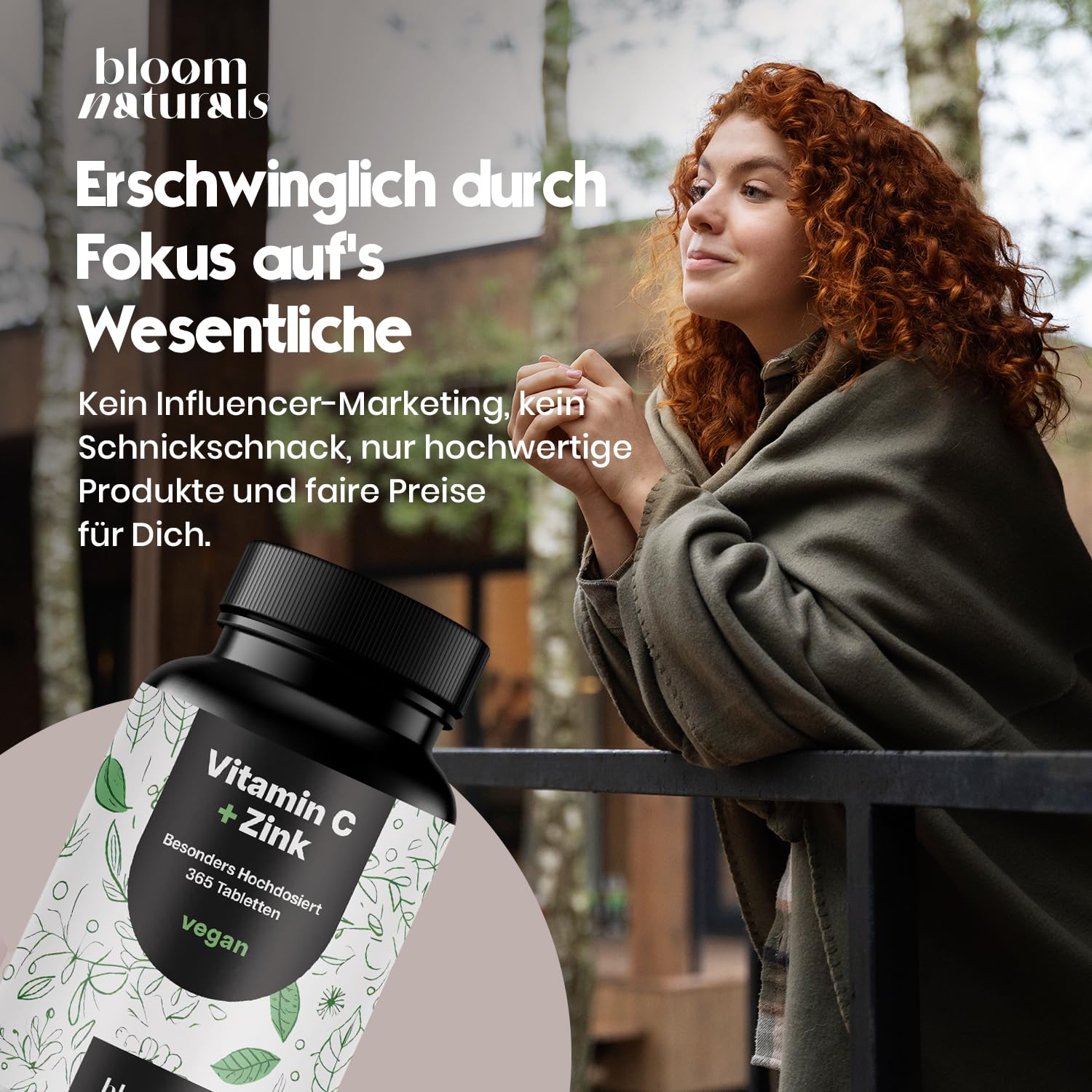 Vitamin C & Zinc Tablets – High Dose, 365 Vegan Tablets