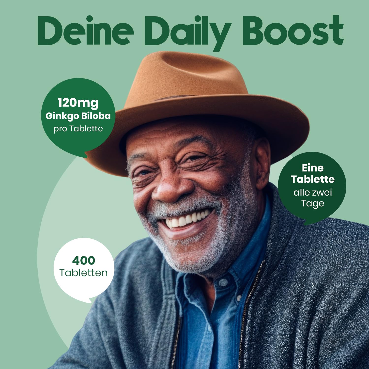 Ginkgo Biloba 400mg Tablets - Vegan & Easy to Swallow