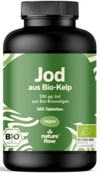 Jod Tabletten aus Bio-Kelp hochdosiert - 365 Tabletten - 200 µg Jodtabletten, vegan & produziert in 