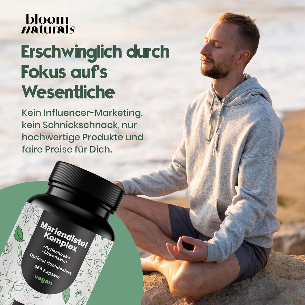 3-in-1 Leberkur: Mariendistel, Artischocke, Löwenzahn - 365 Kapseln