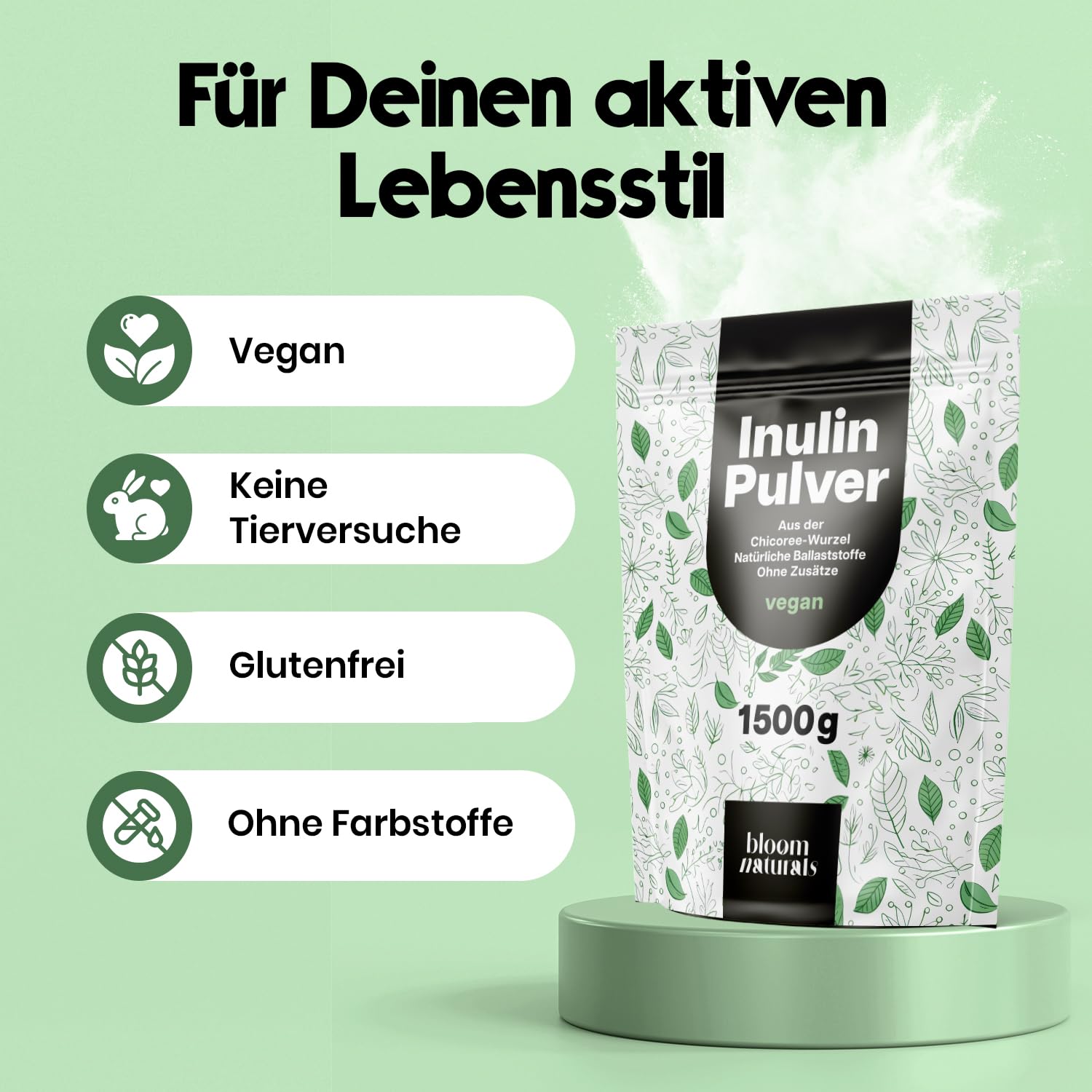 Inulin Pulver 1500g - Vegan, Chicoree-Wurzel, Ballaststoffe