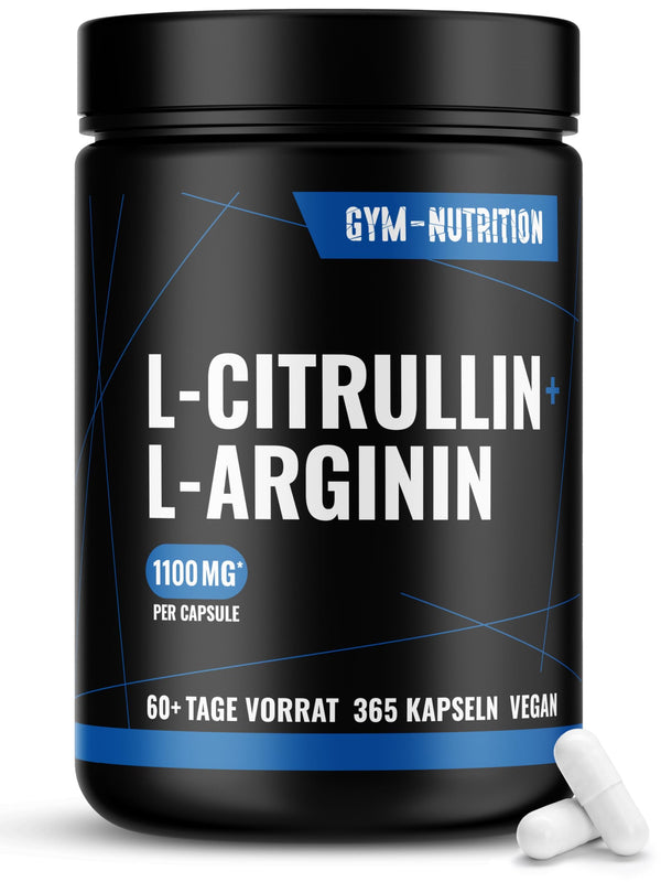 L-Arginin + Citrullin hochdosiert - 365 Kapseln - 6.785 mg Tagesdosis, 60+ Tage Vorrat - Vegan & Produziert in Deutschland
