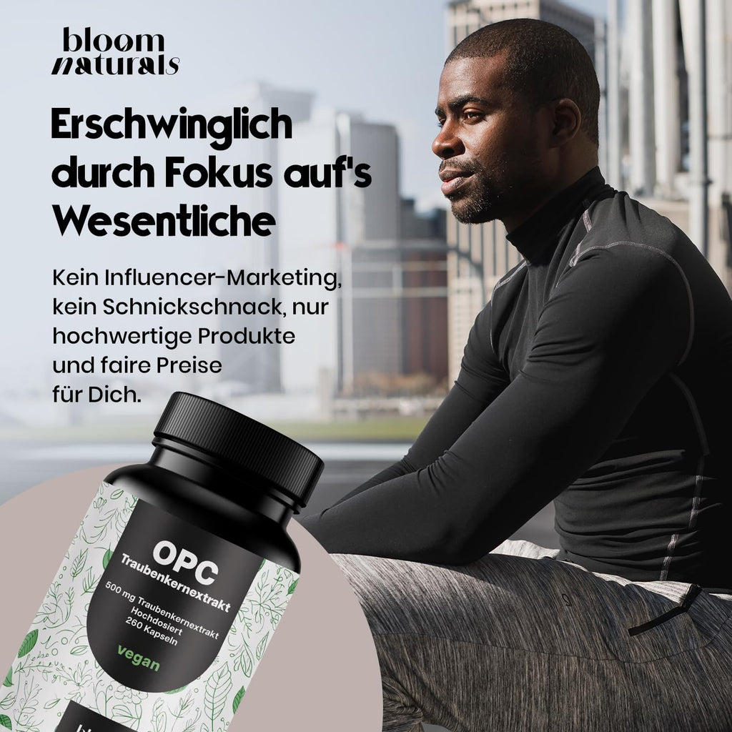 Hochdosierter OPC Traubenkernextrakt - 260 Kapseln, Vegan