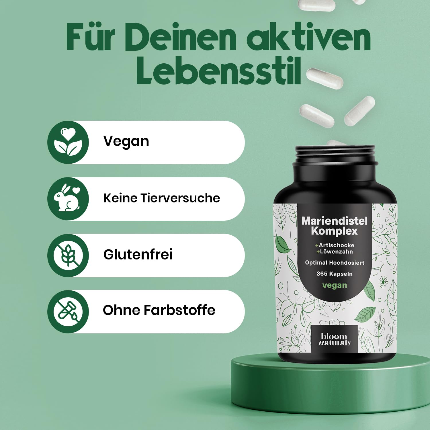 3-in-1 Leberkur: Mariendistel, Artischocke, Löwenzahn - 365 Kapseln