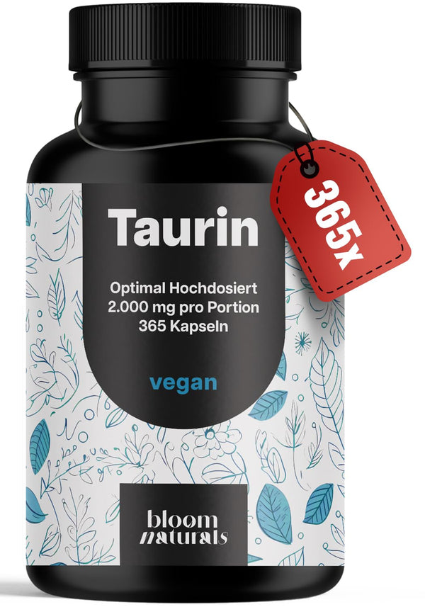 Hochdosierte Taurin Kapseln - 365 Vegan - 2000 mg