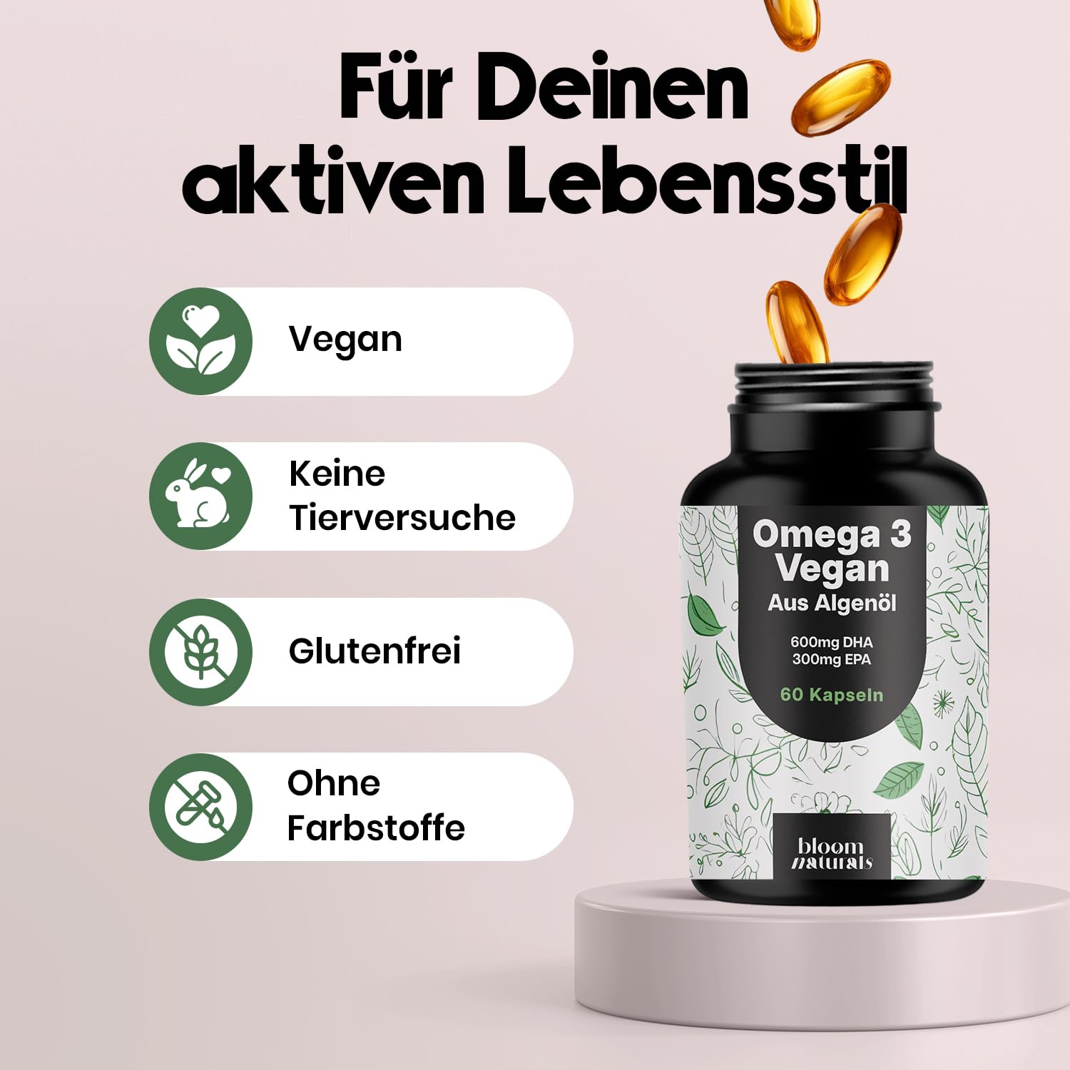 Vegan Omega 3 Kapseln 2000mg - 60 Hochdosierte Kapseln