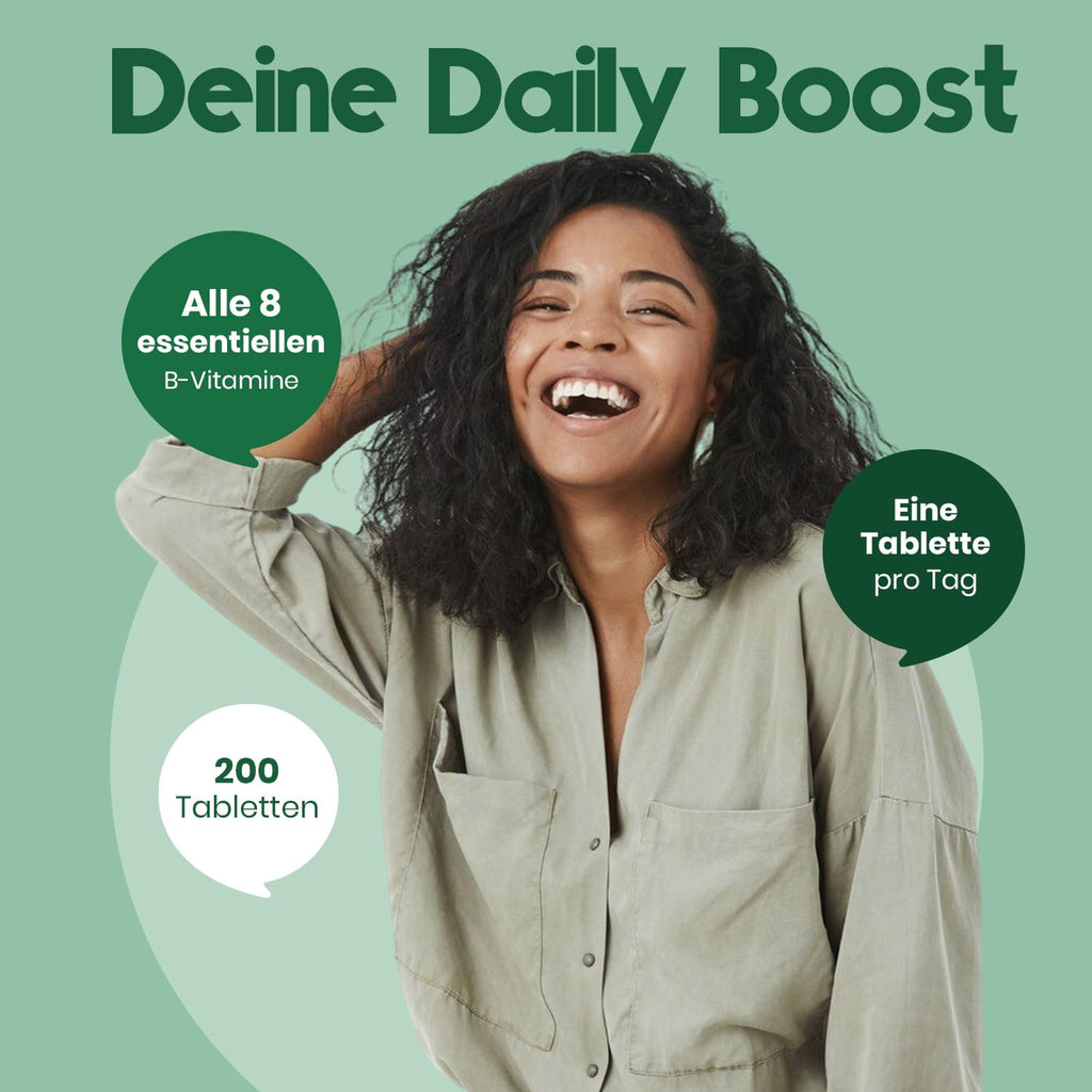 Hochdosiertes B-Komplex - 200 Tabletten - Vegan & Laborgeprüft