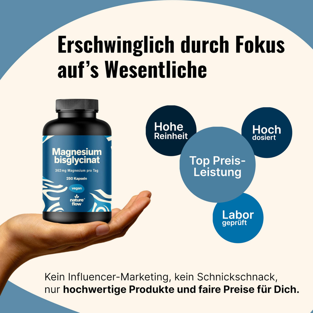 Magnesium Bisglycinat Hochdosiert - 250 Kapseln - 362 mg Magnesium Glycinat pro  Bild 4