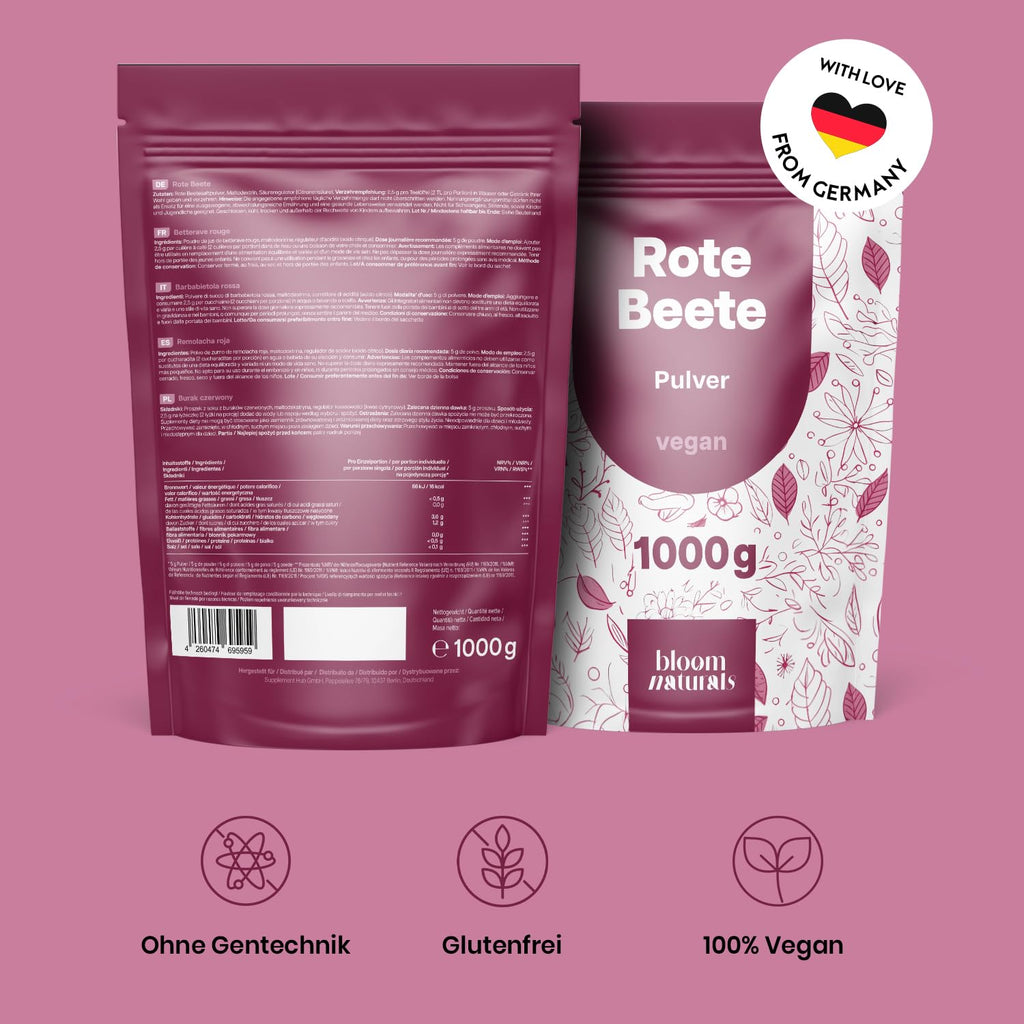 Rote Beete Pulver 1000g - Vegan & Laborgeprüft