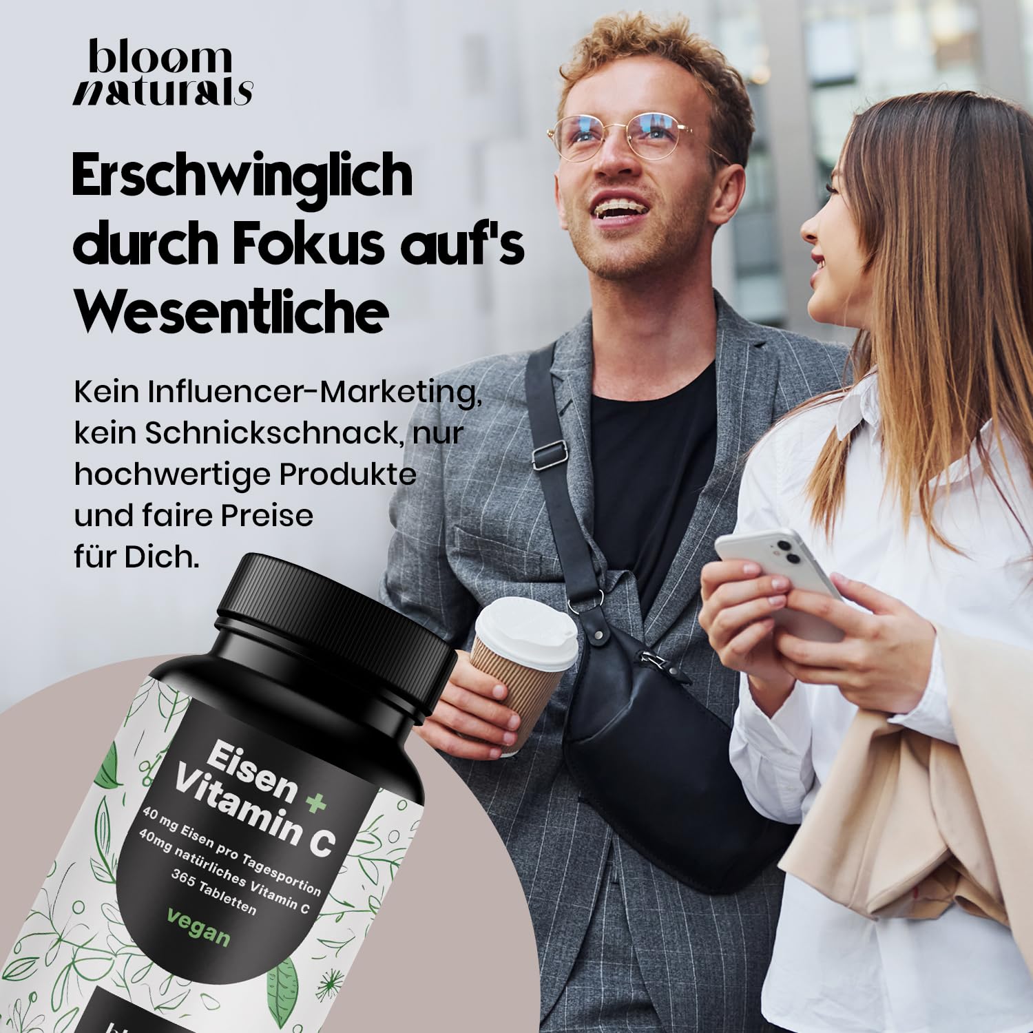 Eisen + Vitamin C - 365 vegane Tabletten, Laborgeprüft