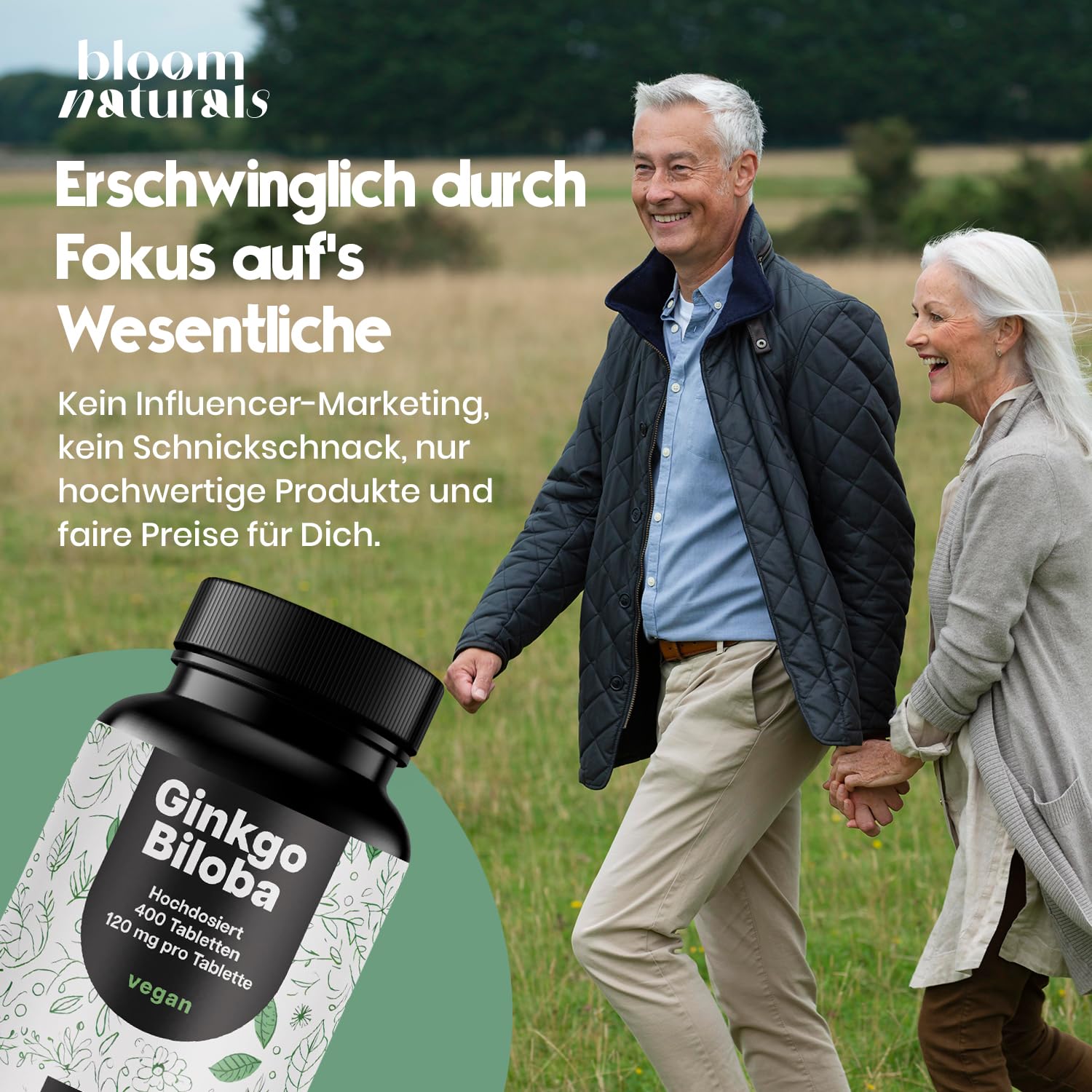 Ginkgo Biloba 400mg Tablets - Vegan & Easy to Swallow