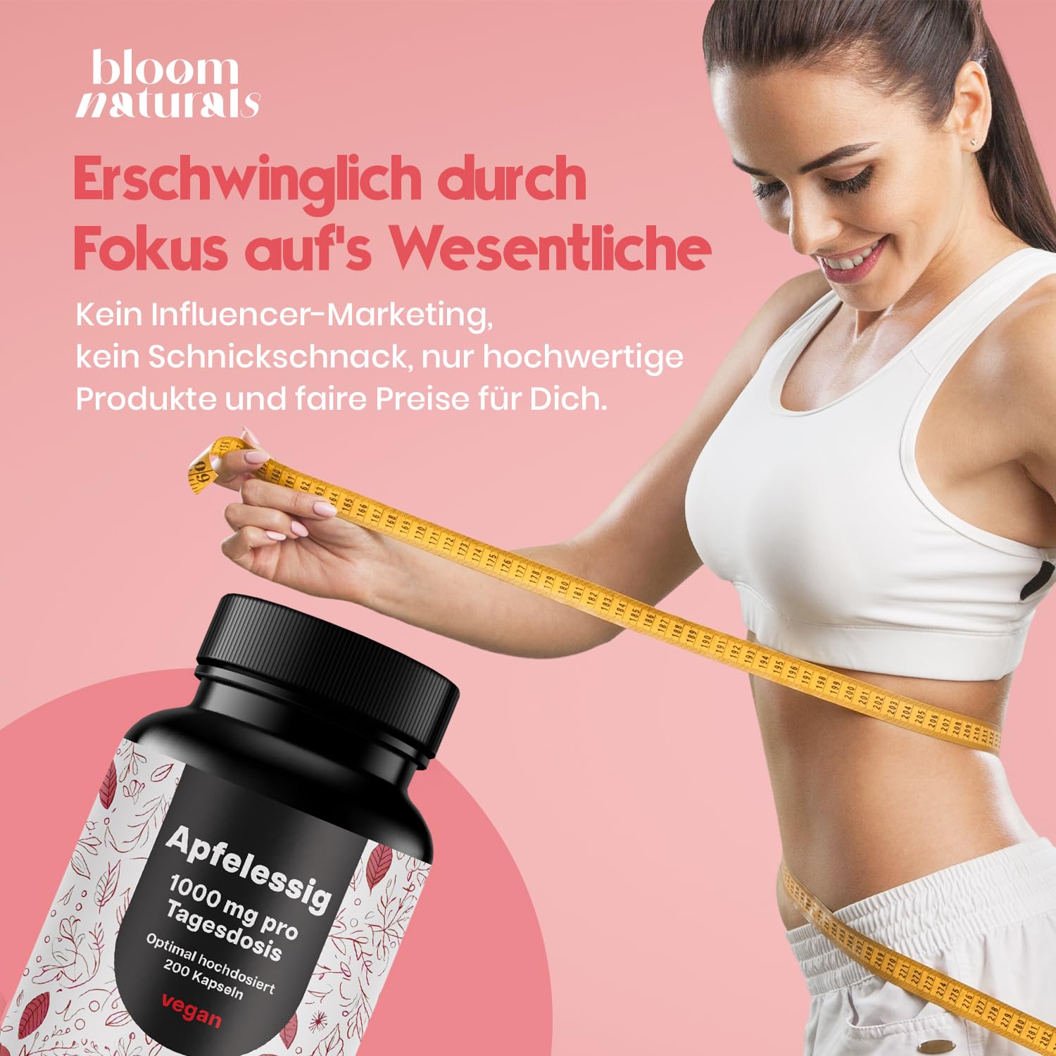 200 Hochdosierte Apfelessig Kapseln - Vegan & Laborgeprüft