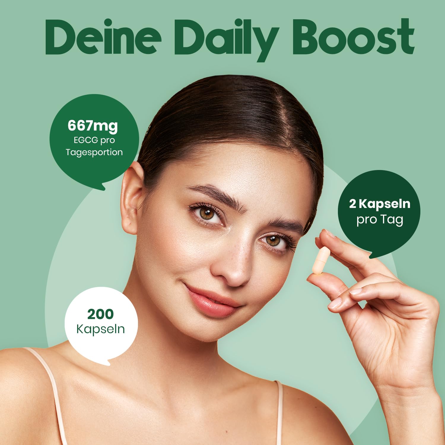 Hochdosierter Grüntee Extrakt 200 Kapseln - Vegan