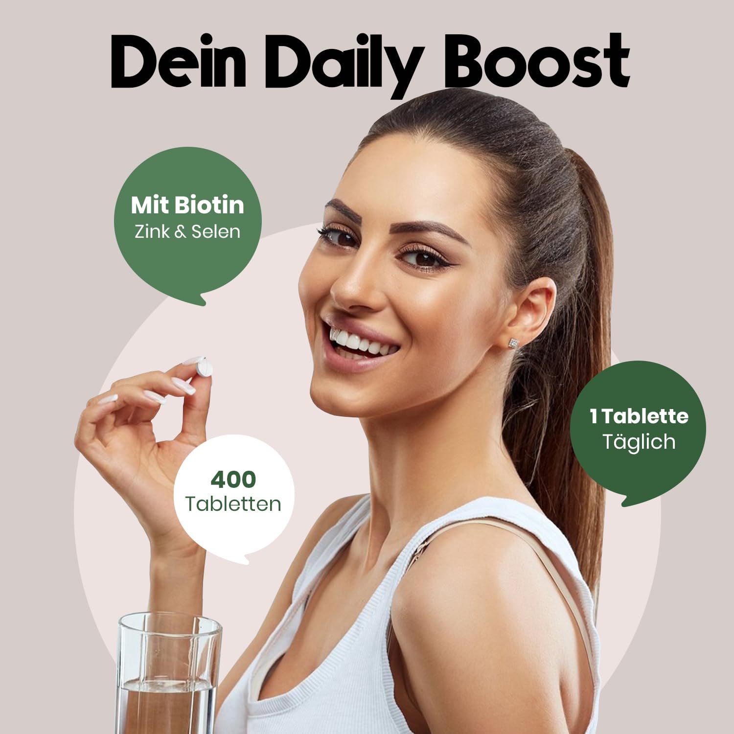 Biotin, Zink, Selen Komplex 10.000 mcg - 400 Tabletten Vegan